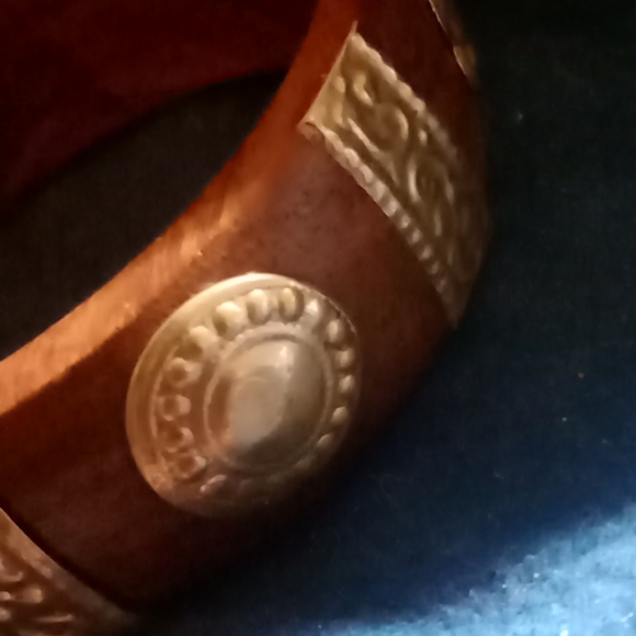 Vintage Sterling on wood bangle bracelet - Picture 1 of 4